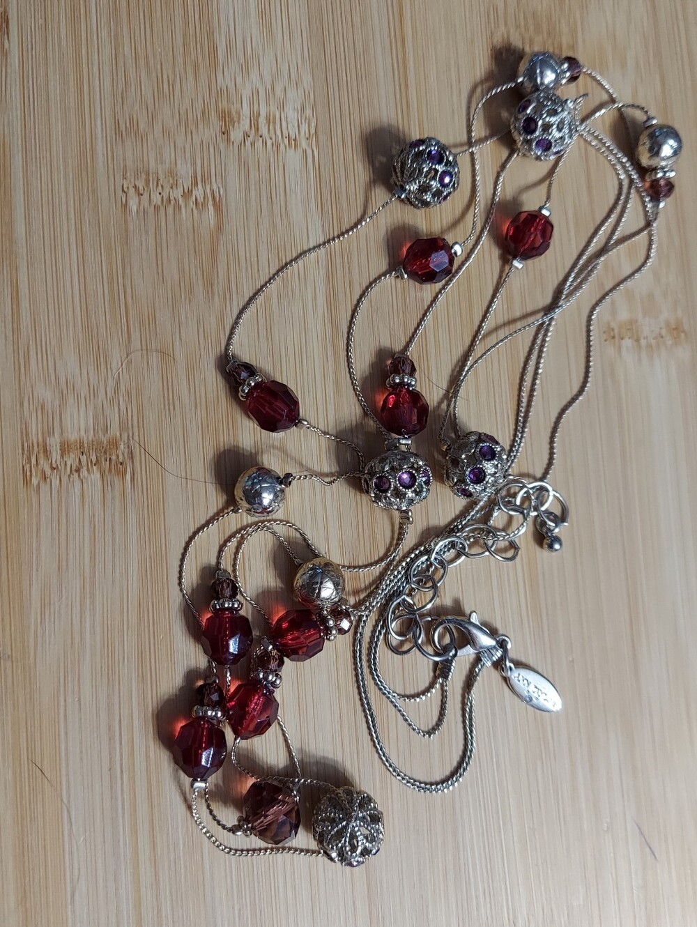 Ann Taylor Gold Tone/Multi-Strand Filigree & Faceted Bead Station Necklace